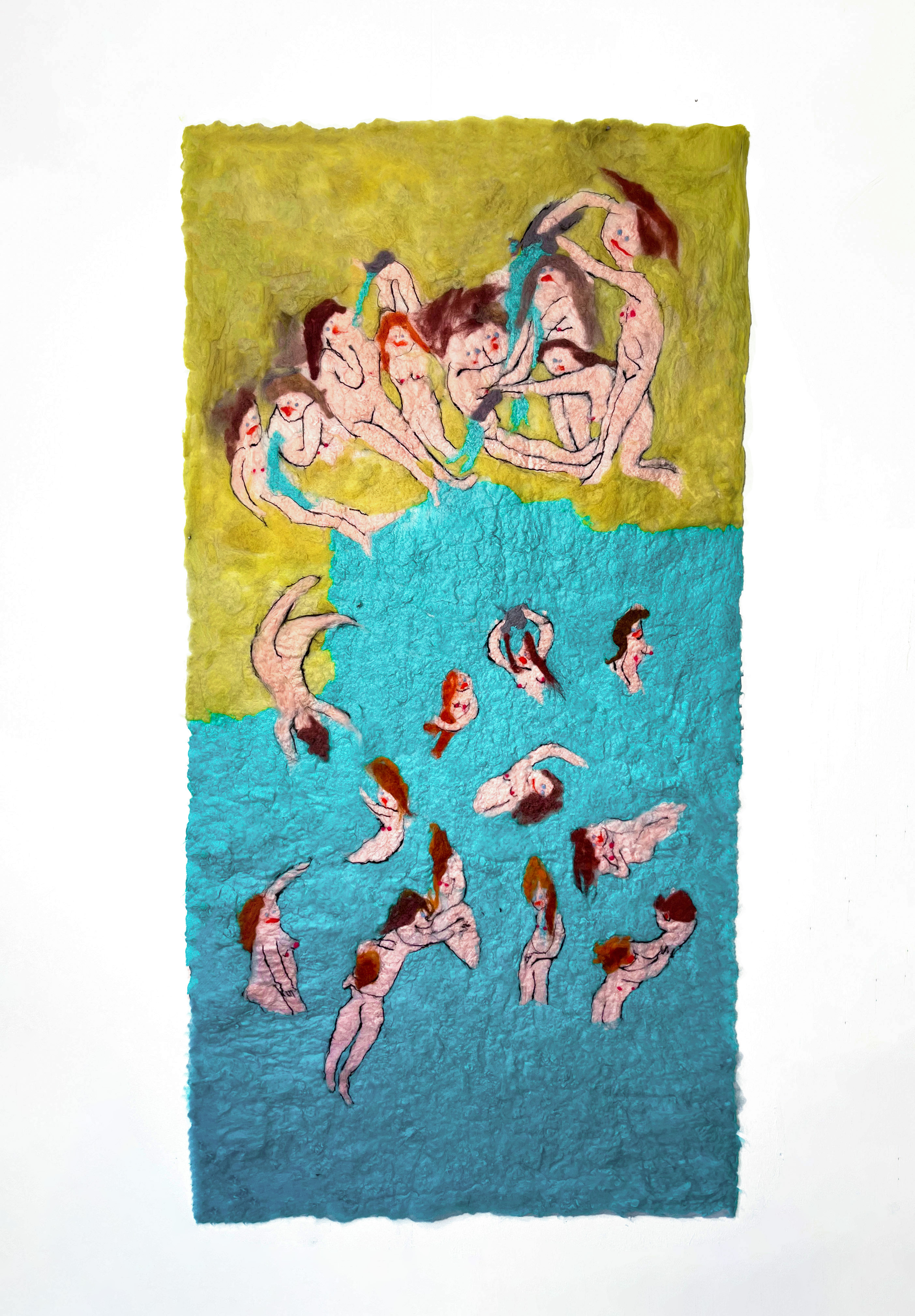 &Eacute;va Ostrowska, Dating Detox, tufted wool contemporary textile art about taking a break from dating culture