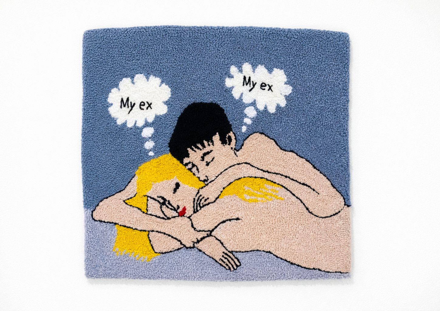 Eva Ostrowska, Dating in Your 30s, Embroidered wool, 65 x 65 cm, 2023, from the series Dating Fatigue