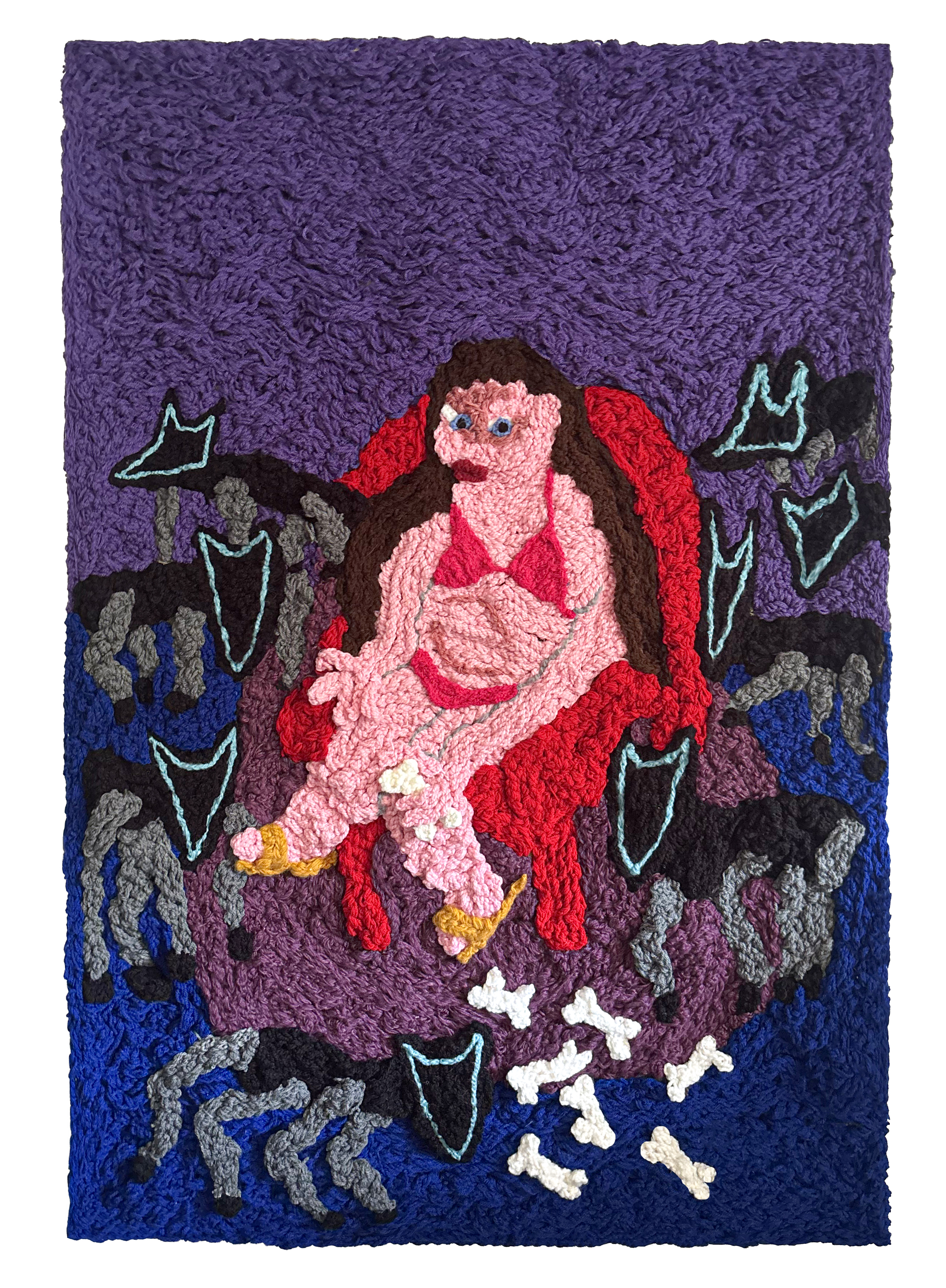 &Eacute;va Ostrowska, Dogbotlady, wool tapestry about AI companionship, robotic pet love and the domestication of desire in the post-human home, 160 &times; 120 cm, 2026