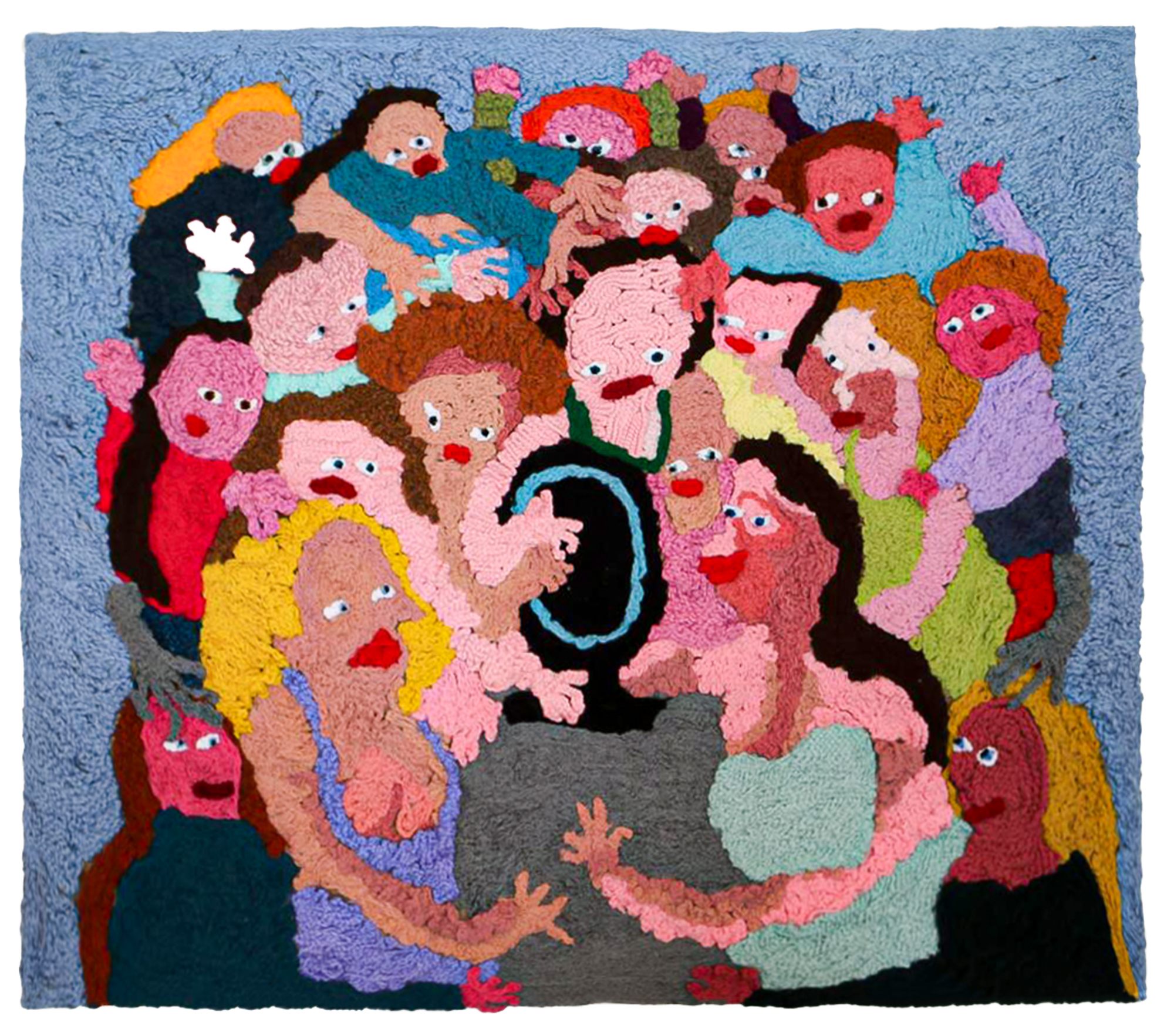 Eva Ostrowska, Here to Steal Your Wives, Embroidery tapestry, 200 x 180 cm, 2026, from the series Here to Steal Your Partner