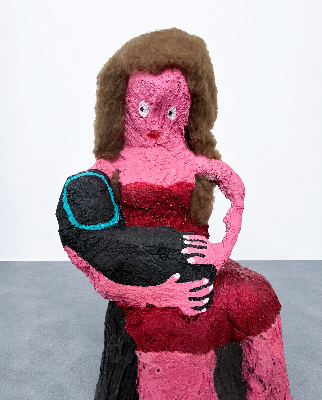 &Eacute;va Ostrowska, Madonna and Robot, detail of the robot child, cement and wool sculpture on post-human motherhood and the machine as kin, 2026