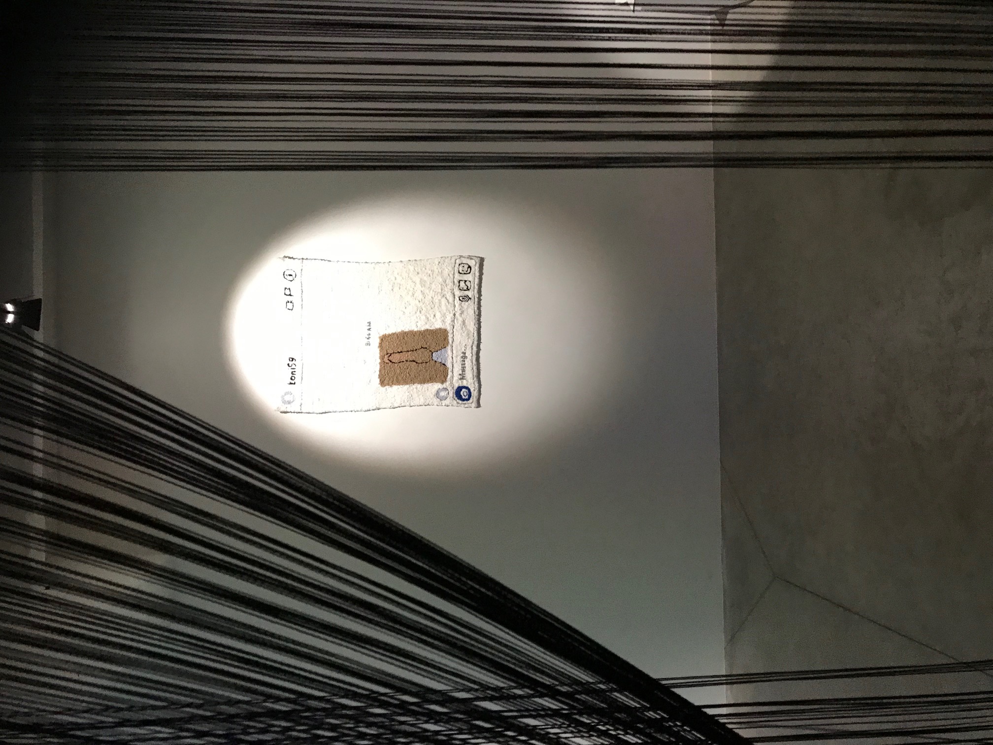 &Eacute;va Ostrowska, SWIPE RIGHT! Data Dating Desire, contemporary textile art installation view at iMAL, Brussels, Belgium, 2021