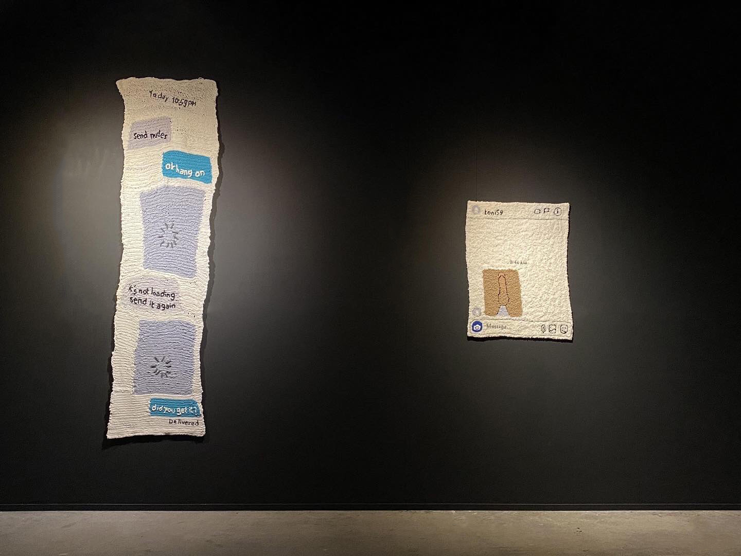 &Eacute;va Ostrowska, Techno Romance Data Dating Desire, contemporary textile art installation view at Le Commun, Geneva, Switzerland, 2022