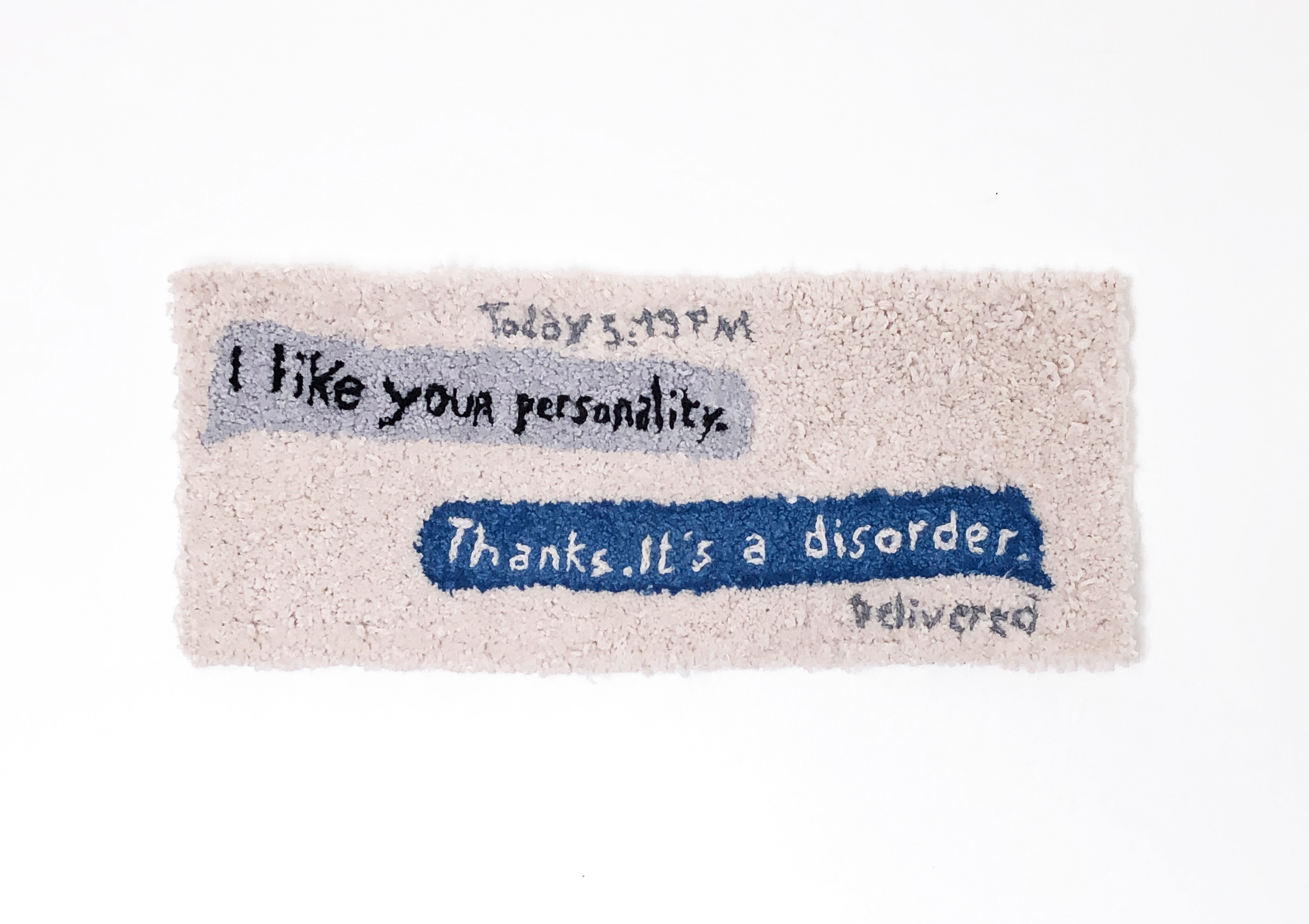 &Eacute;va Ostrowska, When Red Flags Become Sexy, hand-tufted wool contemporary textile art about ignoring warning signs in modern dating